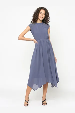 Gipsy Women Grey Solid Fit and Flare Dress