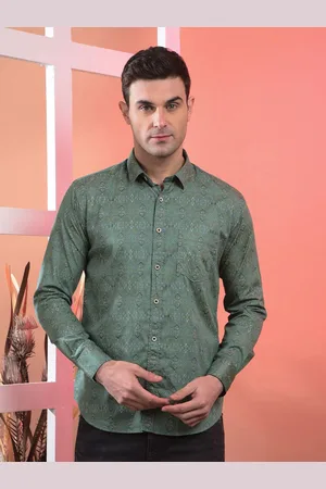 Cobb Men Slim Fit Spread Collar Floral Printed Cotton Casual Shirt