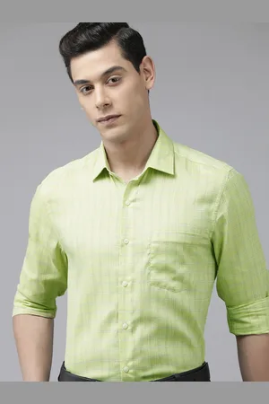 Arrow Men Green Manhattan Slim Fit Windowpane Checks Opaque Pure Cotton Formal Shirt