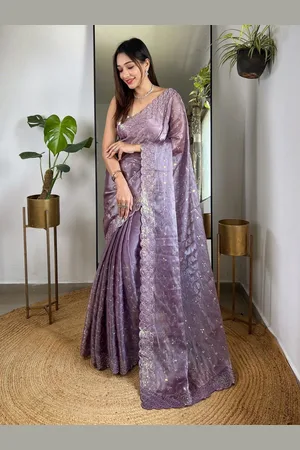 DIVASTRI Embellished Embroidered Silk Blend Saree