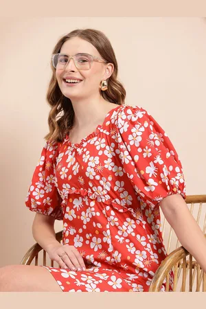 Mast & Harbour Floral Print Ruffled A-Line Dress
