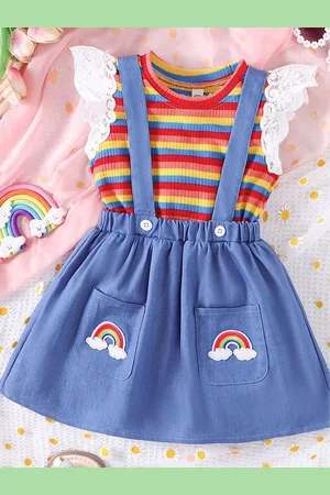 LULU & SKY Girls Striped Top with Skirt