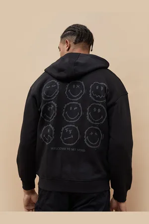 Smileyworld Men Solid Hood Cotton Front-Open Sweatshirt