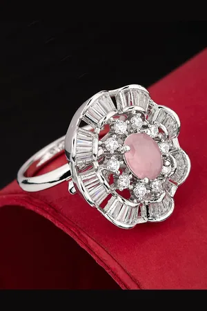 ATIBELLE Silver Plated CZ Stone Studded Finger Ring