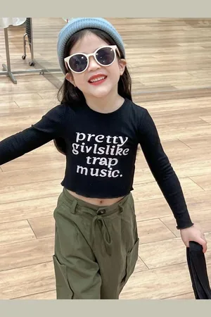 LULU & SKY Girls Striped Pockets Slim Fit T-shirt