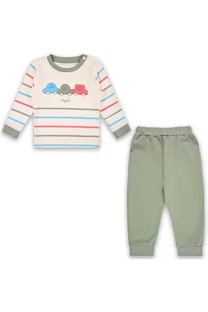 Wish Karo Boys Striped Round Neck Long Sleeves T-Shirt With Jogger