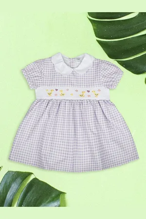 MeeMee Print Peter Pan Collar Cotton Short Sleeves Regular Girls Fit & Flare Dress
