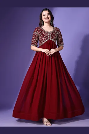 Ethnic Yard Women Ethnic Motifs Embroidered Gotta Patti Georgette Kurta