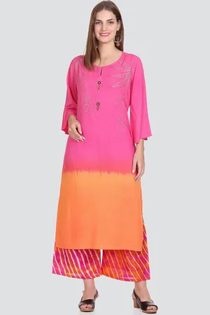 Elthia Floral Embroidered Thread Work Kurta With Palazzos