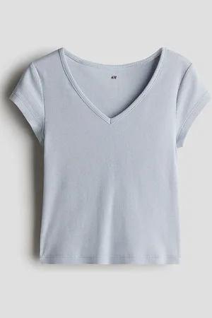 H&M Ribbed Cotton Jersey Top