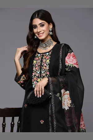 Indo Era Women Floral Embroidered Regular Kurta with Trousers & Dupatta
