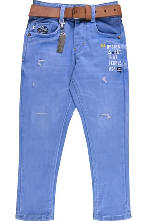 Wish Karo Boys Printed Regular Fit Jeans With Belt