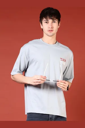 V-Mart Men Printed Raw Edge T-shirt