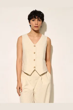 ONLY Striped V-Neck Sleeveless Waistcoat