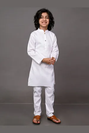 VESHAM Boys White Kurta with Pyjamas