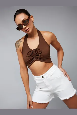 DOLCE CRUDO Women High-Rise Denim Denim Shorts