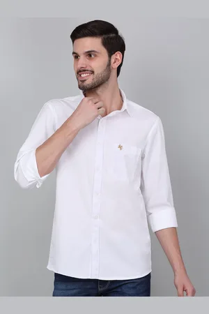 CANTABIL Men Spread Collar Solid Cotton Casual Shirt