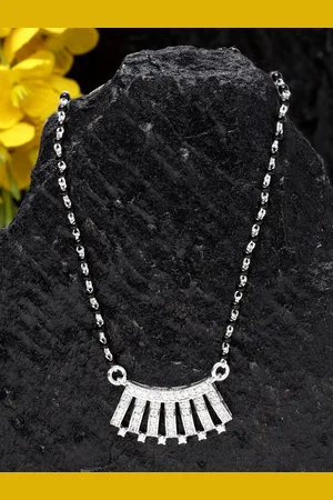 CLARA Silver-Toned & Black Beads Mangalsutra