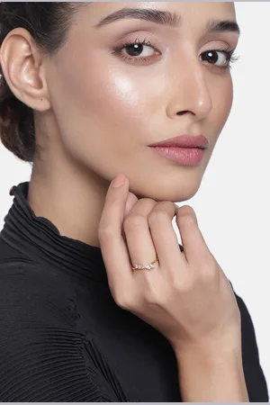 ESTELE Women Gold Plated Studded CZ Ring