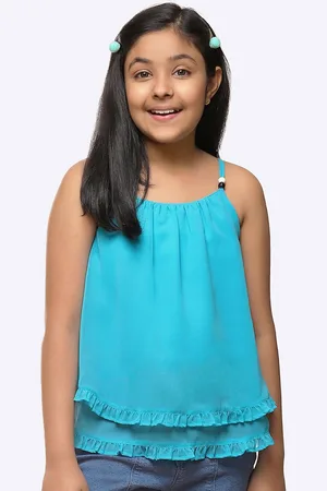 CACA CINA Turquoise Blue Georgette Top