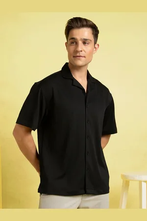 Dennis Lingo Men Cuban Collar Relaxed Fit Textured Shirts