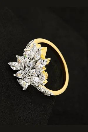 ATIBELLE Gold Plated CZ Stone Studded Finger Ring