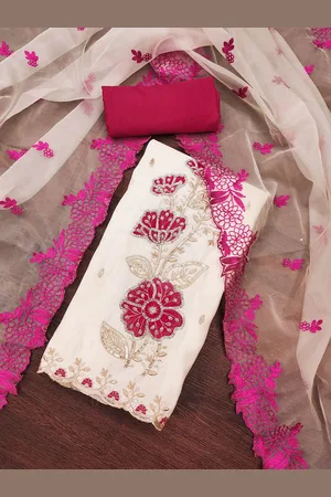 MANVAA Floral Sequinned Embellished Unstitched Dress Material