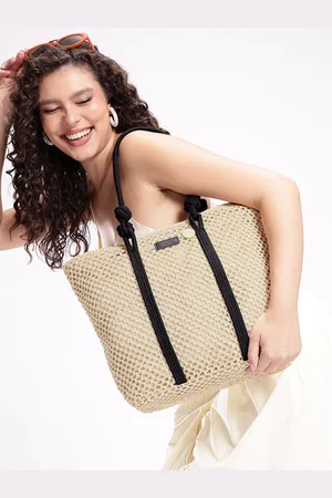 Mast & Harbour Self-Design Oversized Shoulder Bag with Contrast Handles