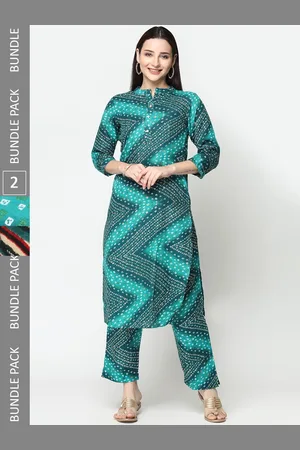 Kalini Pack Of 2 Bandhani Printed Pure Cotton Kurta With Trousers
