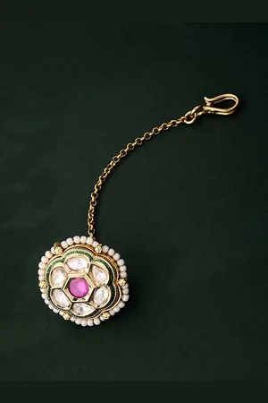 ATIBELLE Gold-Plated Kundan Studded Maang Tikka Head Jewellery