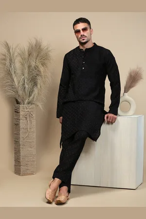 WHITE HEART Ethnic Motifs Jacquard Mandarin Collar Straight Kurta