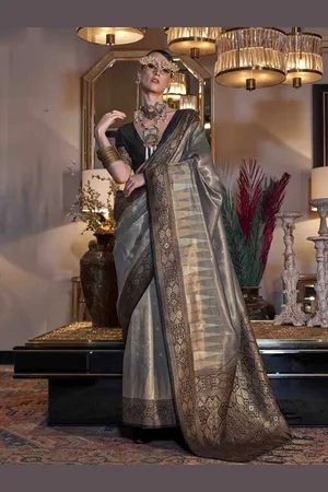 DIVASTRI Woven Design Zari Tissue Saree