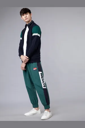 Highlander Men Navy Blue & Green Colourblocked Sweatshirt
