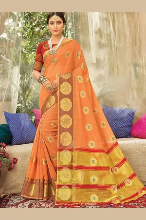 SANGAM PRINTS Woven Design Zari Organza Tussar Saree