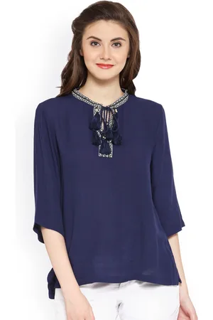 Gipsy Women Navy Solid Top