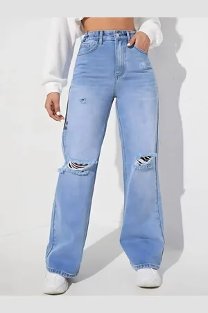 Moda Rapido Women Comfort Boyfriend Fit High-Rise Highly Distressed Light Fade Jeans