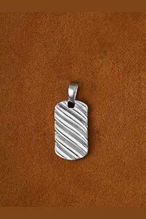 CLARA Men 925 Sterling Silver Rhodium-Plated Wave Pendant