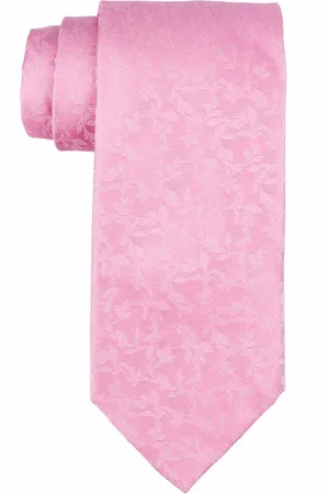 The Tie Hub Men Pink Woven Design Skinny Tie