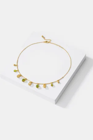 SHAYA Parodia Bloom 925 Sterling Silver Gold-Plated Stone-Studded Choker Necklace