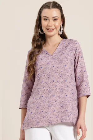 HERE&NOW Floral Printed V-Neck A-Line Kurti