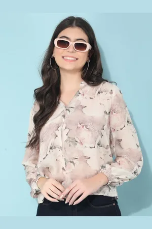 Crimsoune Club Floral Print Mandarin Collar Shirt Style Top