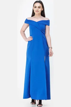 Cation Women Blue Solid Maxi Dress