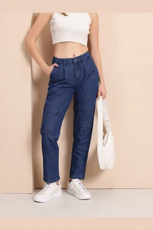 Mast & Harbour Women Pleated Boyfriend Stretchable Jeans