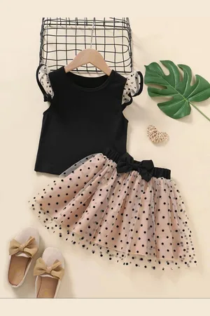 BAESD Girls Round Neck Top with Skirt