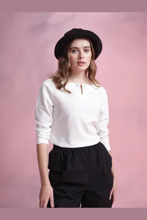 DressBerry Solid Top with Bead Brooch