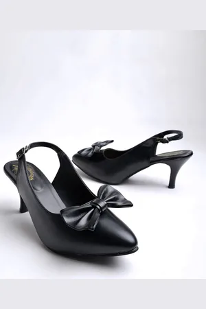Shoetopia Women Pointed Toe Kitten Heel Pumps With Bows