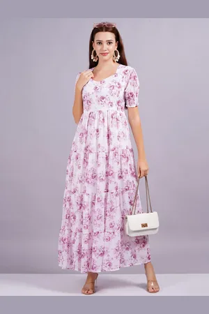 Kalini Floral Printed Tiered Georgette Maxi Dress