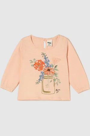 Max Collection Girls Floral Printed Long Sleeve Cotton T-shirt