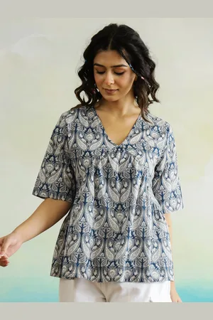 SANSKRUTIHOMES Women Ethnic Motifs Printed Pure Cotton Top