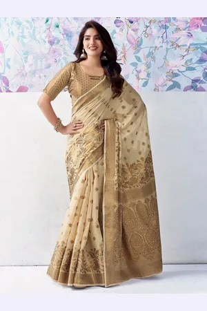 DIVASTRI Ethnic Motifs Zari Silk Cotton Banarasi Saree